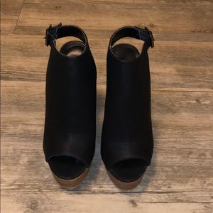 Charlotte Russe black leather wedges